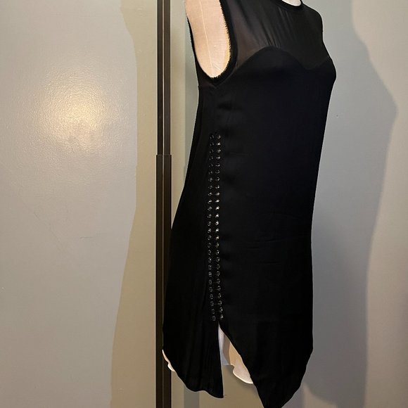 3.1 PHILIP LIM LBD BLACK SILK ASSYMETRIC DRESS SZ 0 - Picture 2 of 6